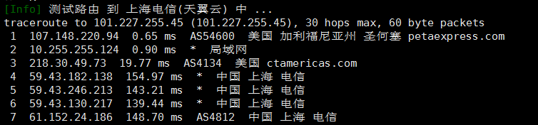 TripodCloud电信回程路由