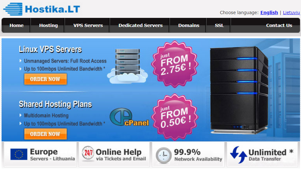 Hostika立陶宛VPS半价促销：1核2G/25G硬盘/无限流量/100Mbps/KVM/2.75欧元/月 附注册教程 另有大硬盘VPS