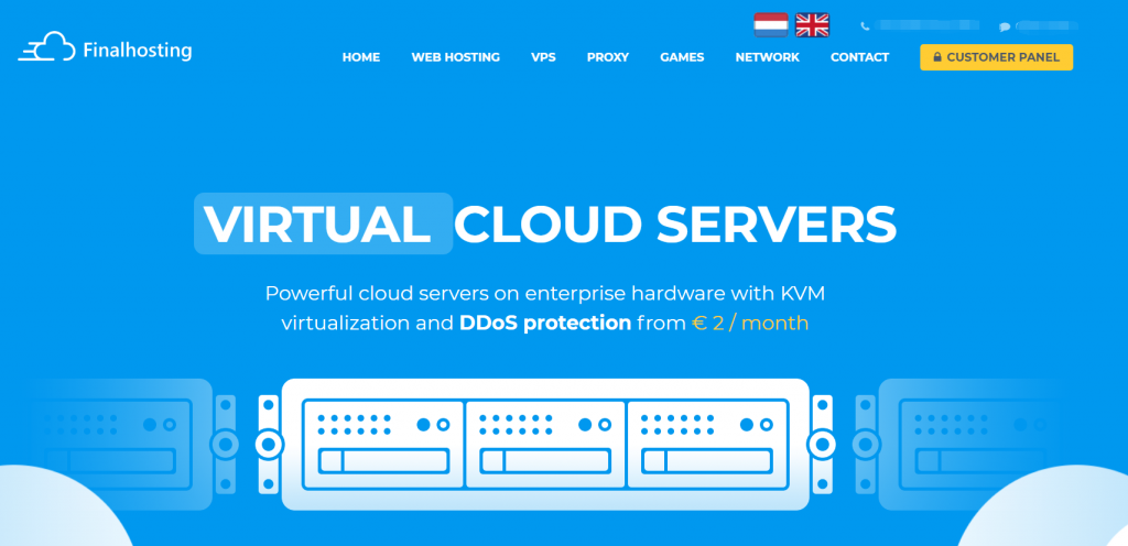 Finalhosting荷兰VPS五折促销：1核1G/30G SSD/无限流量/100Mbps/KVM/2欧元/月