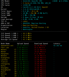RepriseHosting西雅图VPS硬件测试