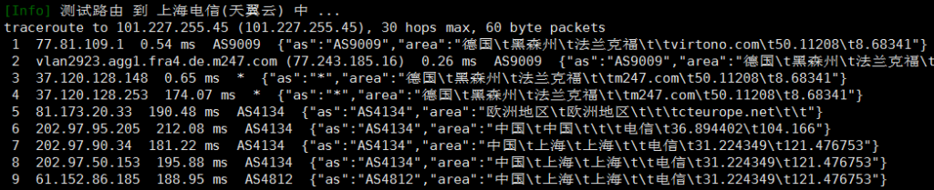 virtono德国VPS电信回程路由