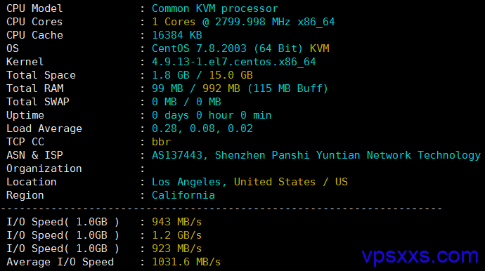 XXMhost美国洛杉矶VPS硬件测试