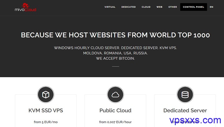 MivoCloud摩尔多瓦vps：1核1G/20GB SSD/无限流量/100Mbps/5欧元/月起，免费DDOS防御，最高8个ipv4