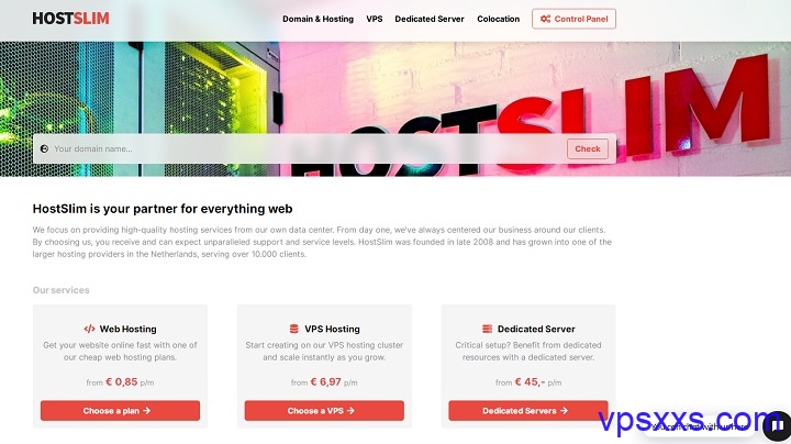 HostSlim荷兰vps：1核1G/100GB SSD/无限流量/1Gbps，OpenVZ虚拟化6.97欧元/月，KVM虚拟化9.97欧元/月