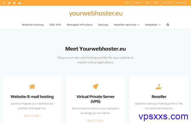 yourwebhoster荷兰VPS：1核1G/20GB SSD/4TB流量/1Gbps/KVM/3.95欧元/月，可自定义ISO