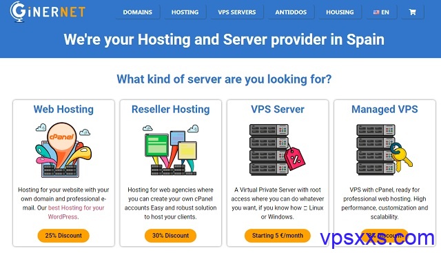 #黑五#GINERNET西班牙VPS：年付免费6个月，30欧元/年起，10Gbps带宽/可选Windows
