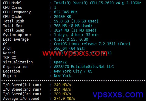 AspirationHosting美国纽约VPS硬件测试