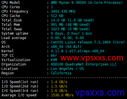 GreencloudVPS美国洛杉矶AMD VPS测评：Ryen 9 3950X硬盘读写超快，QN机房三网往返直连，看视频4K清晰度