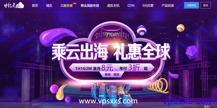 【世纪云】双11活动：香港/美国cn2云服务器，8元/首月，年付3折起