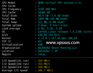 shockhosting日本VPS硬件测试