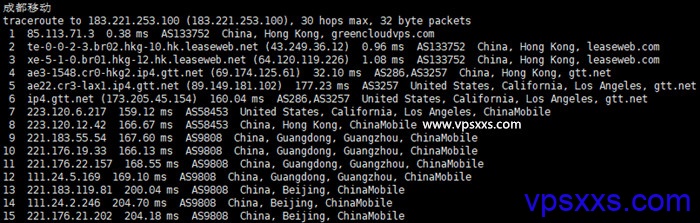 GreencloudVPS香港DC02机房移动回程