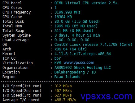 shockhosting新加坡vps硬件测试