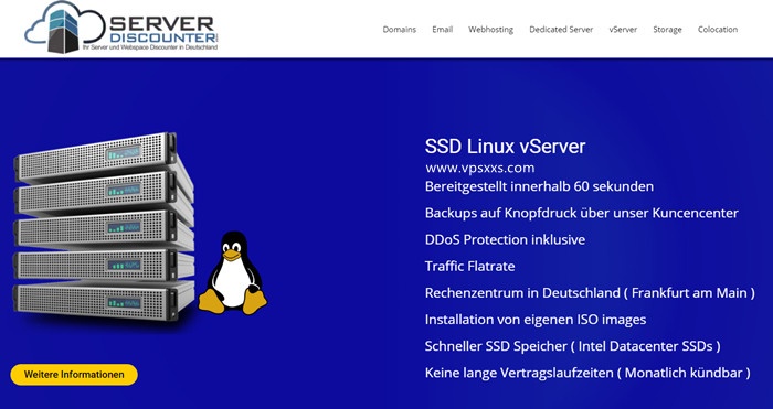 Serverdiscounter德国VPS：1核1G/10GB SSD/无限流量/100Mbps/1.99欧元/月