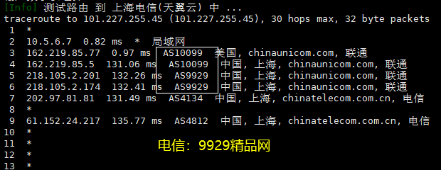 电信：走9929和 电信4134骨干互联