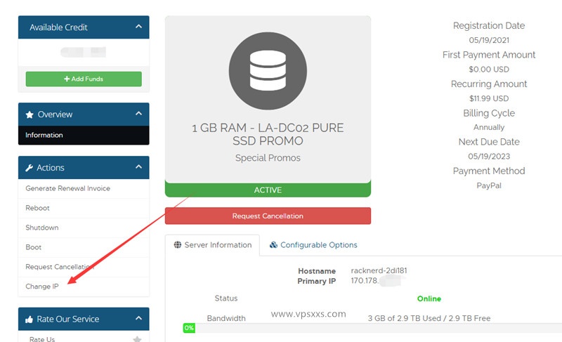 RackNerd VPS新增自助一键换IP功能，72小时内免费，便宜美国服务器10.18美元/年起，支持支付宝/Paypal