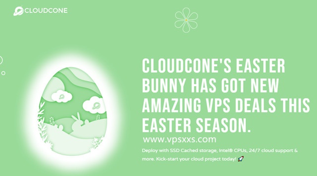 复活节cloudcone美国VPS：10.99美元/年起，3TB月流量套餐15美元/年，支持支付宝和Paypal