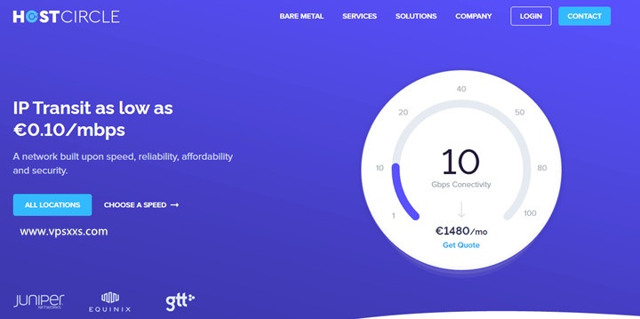 HostCircle荷兰独立服务器：10Gbps带宽限制流量或1Gbps带宽不限流量/249欧元/月起，AMD EPYC或E5处理器