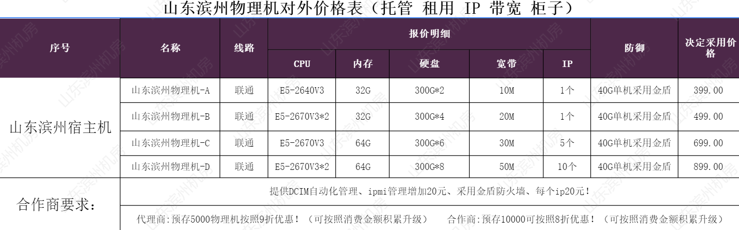 山东滨州物理机