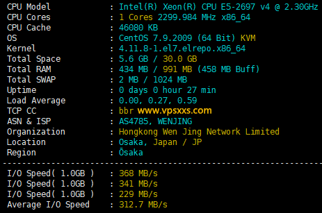 V5 Server日本大阪VPS测评：BGP三网往返直连延迟低，看视频最低12万+速度，联通AS4837优化线路