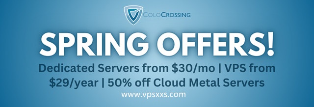 ColoCrossing美国大内存VPS：29美元/年可装Windows，裸金属服务器10美元/月，支持支付宝/Paypal