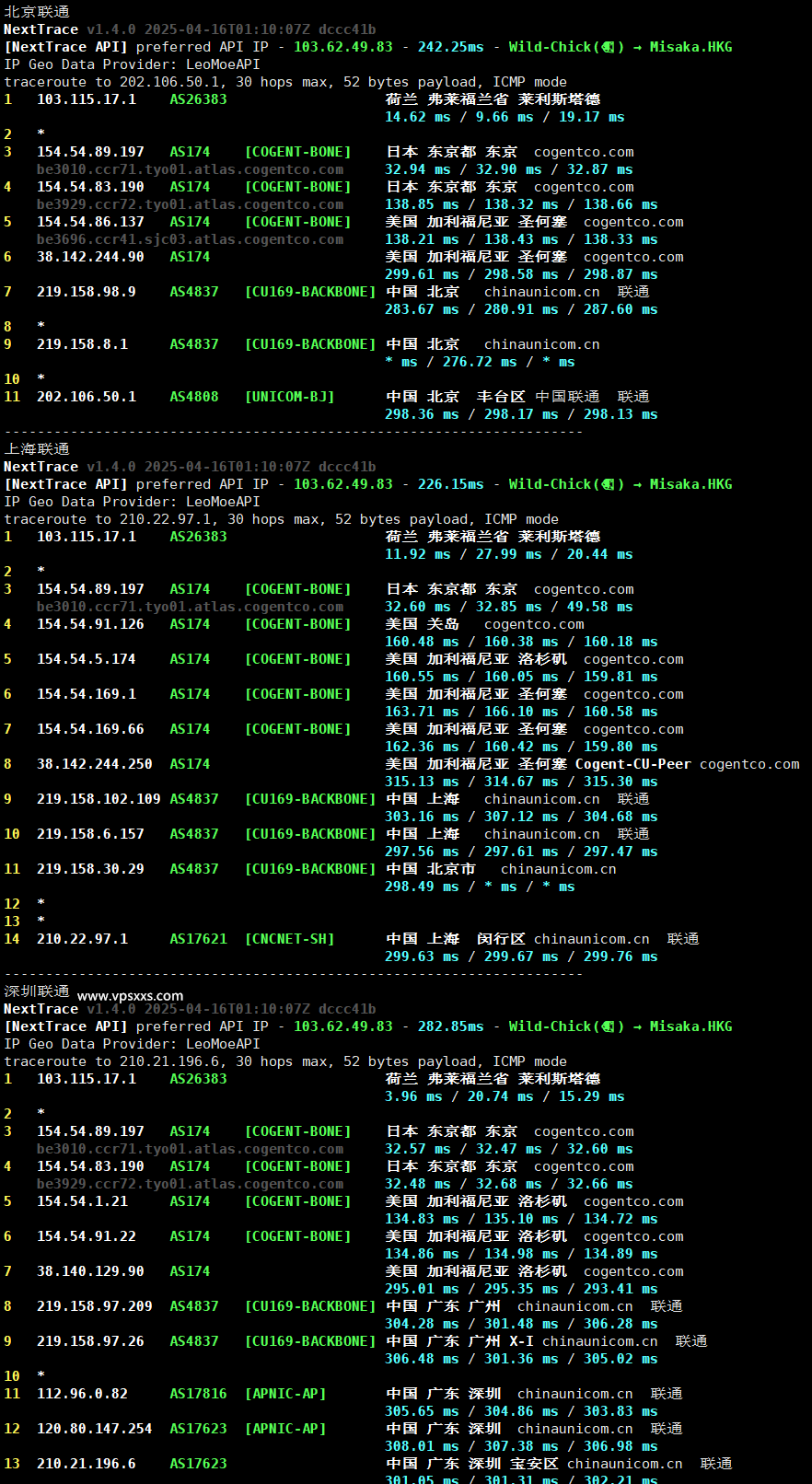 justhost韩国VPS联通回程路由