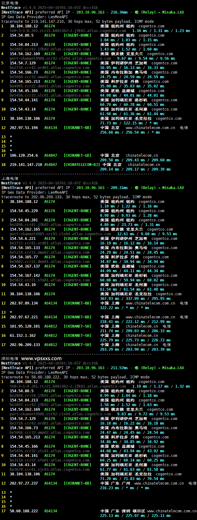 丽萨主机美国纽约家宽VPS电信回程路由