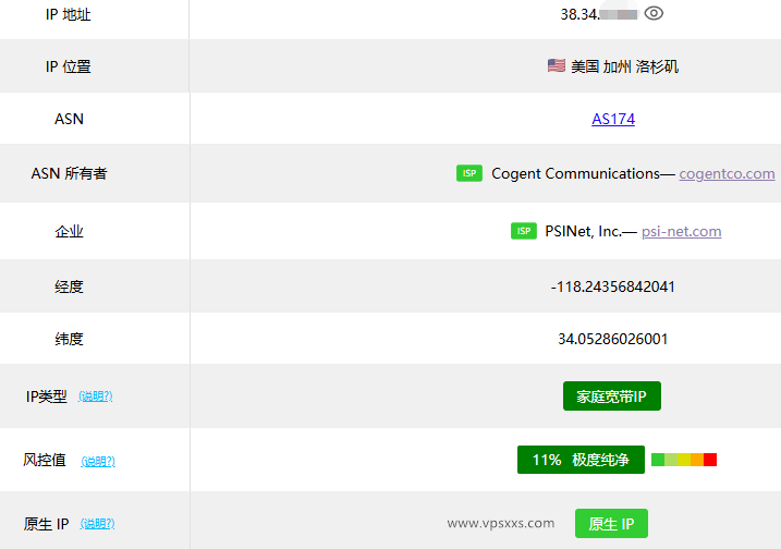 六六云美国双ISP VPS ping0.cc检测