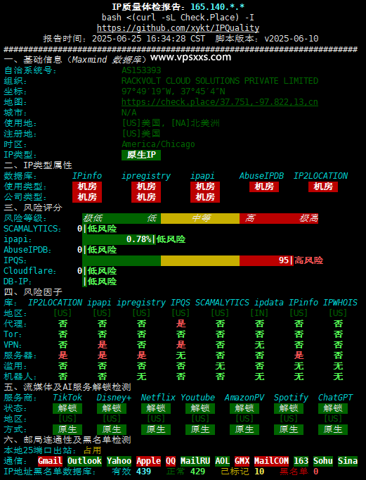 DigiRDP美国洛杉矶VPS IP质量体检报告
