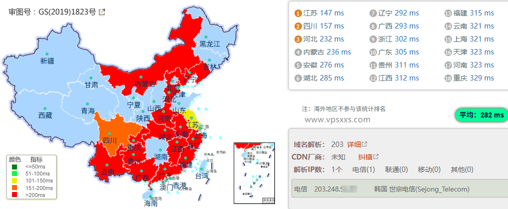 LOCVPS韩国双ISP原生IP VPS国内ping
