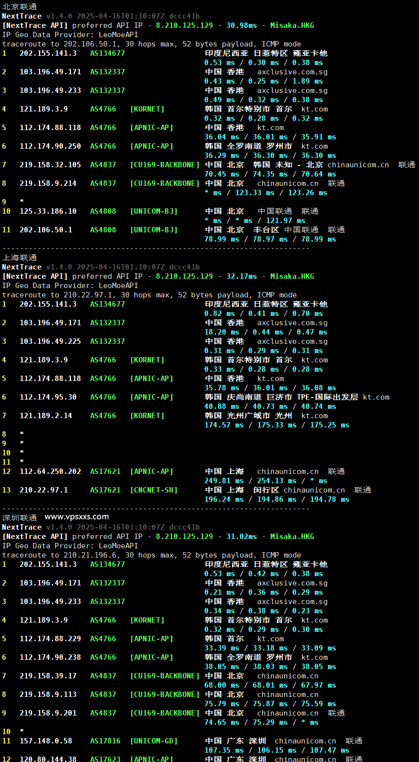 OrangeVPS香港Equinix VPS联通回程路由