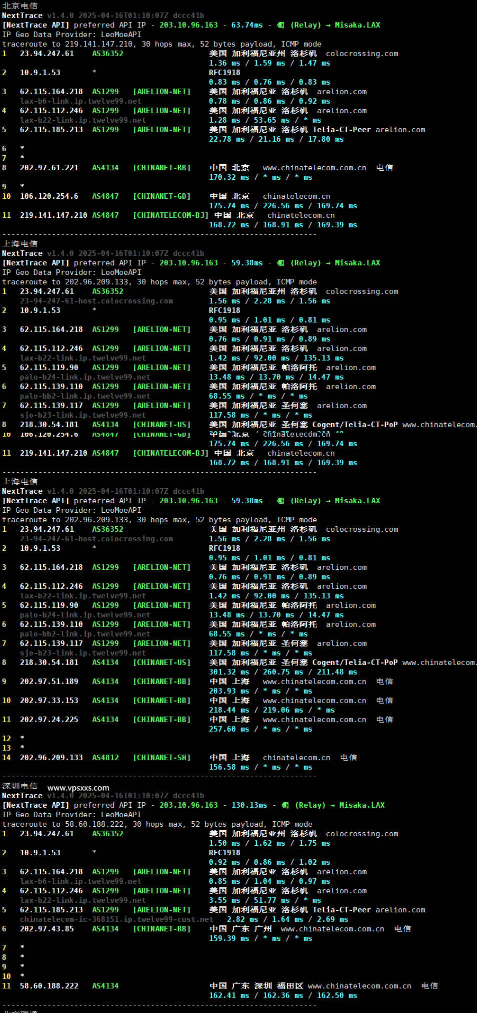RackNerd美国洛杉矶DC03 VPS电信回程路由