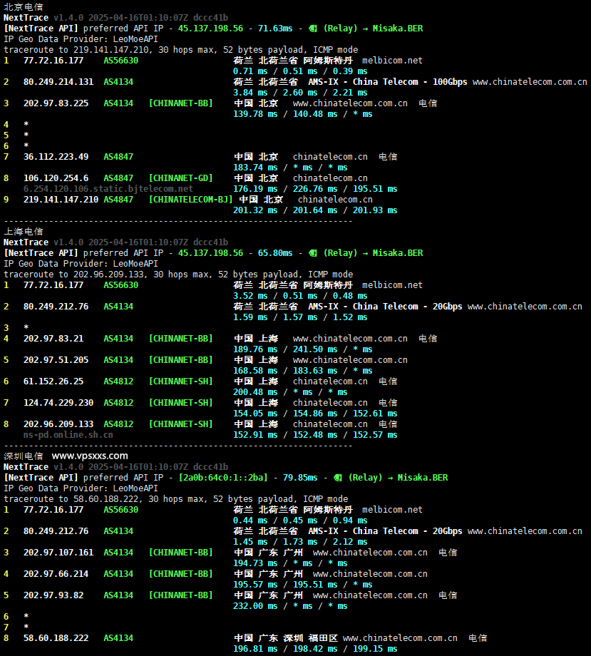 justhost荷兰VPS电信回程路由