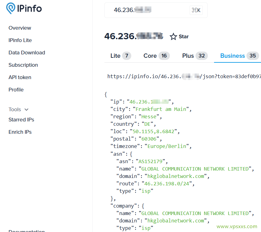 IPRaft德国双ISP VPS ipinfo.io是否住宅IP检测