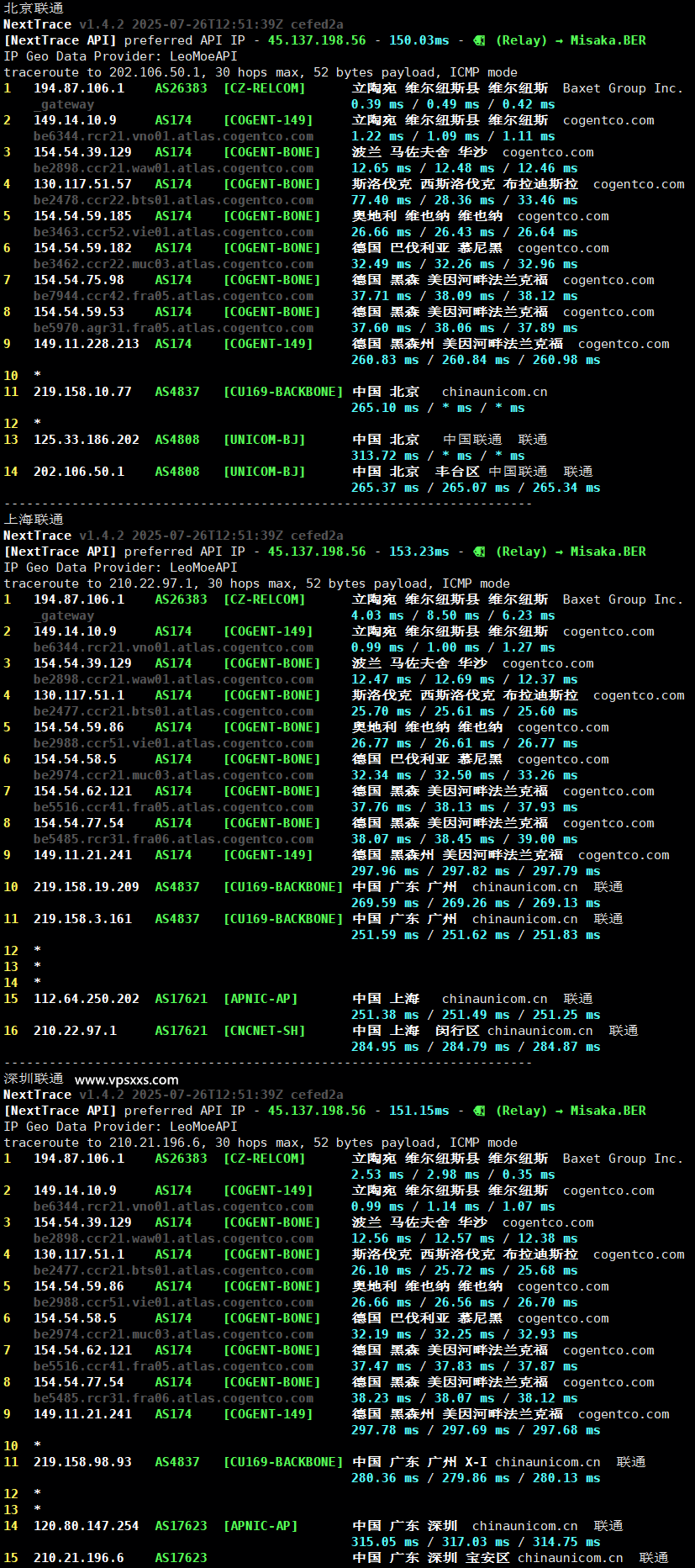 justhost立陶宛VPS联通回程路由