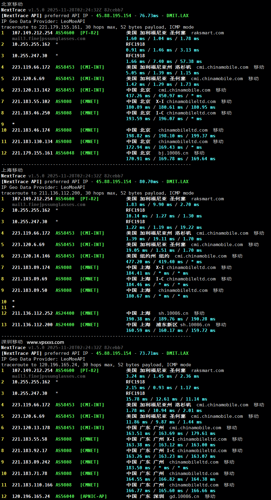 RAKsmart美国西雅图大陆优化VIP VPS移动回程路由