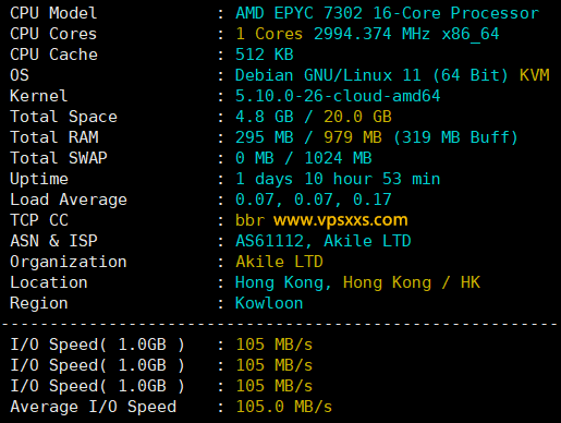 AkileCloud香港HKLite VPS测评：移动回程直连看视频21万+速度，流媒体解锁多，无限流量10Gbps大带宽