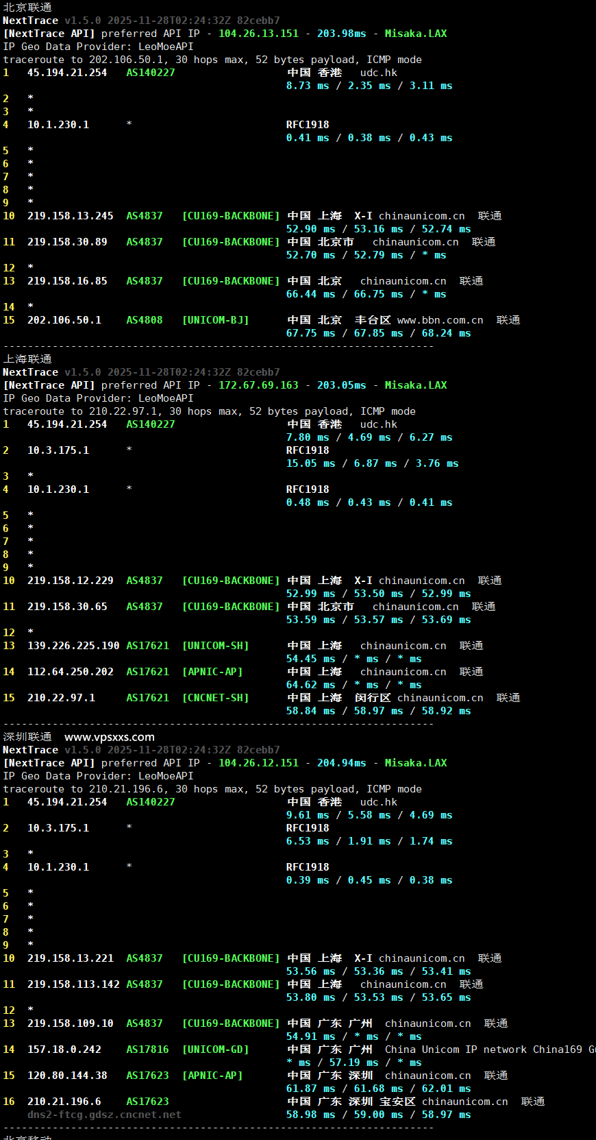 Jtti香港轻量云服务器联通回程路由