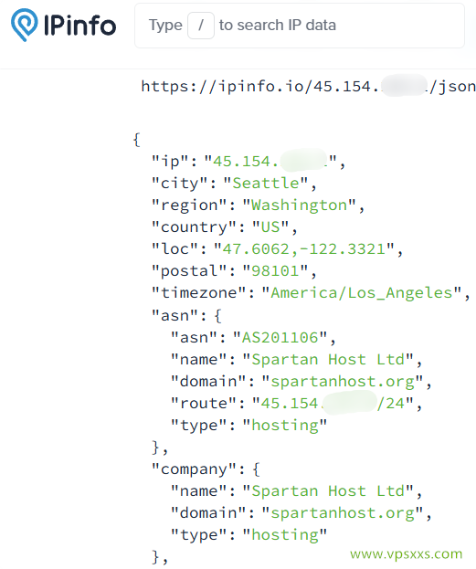 Tudcloud美国西雅图VPS ipinfo.io是否住宅IP检测