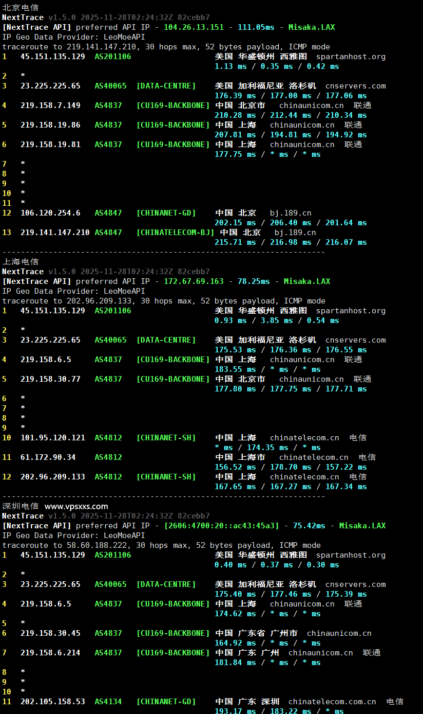Tudcloud美国西雅图VPS电信回程路由
