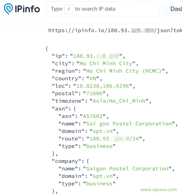 丽萨主机越南双ISP VPS ipinfo.io是否住宅IP检测