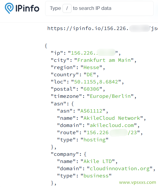 AkileCloud德国BGP VPS ipinfo.io是否住宅IP检测