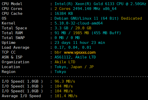 AkileCloud日本JPHyper VPS硬件测试