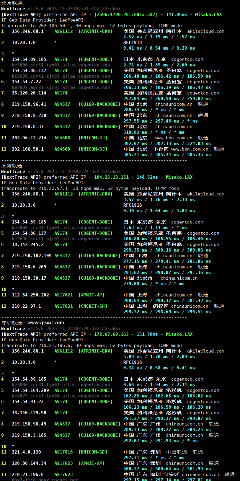 AkileCloud日本JPHyper VPS联通回程路由
