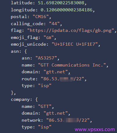 荫云英国新双ISP VPS ipdata.co是否住宅IP检测