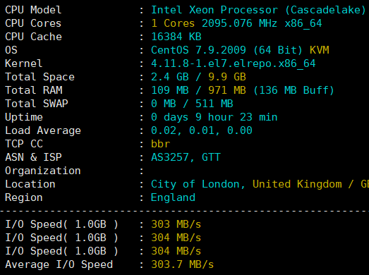 荫云英国新双ISP VPS硬件测试