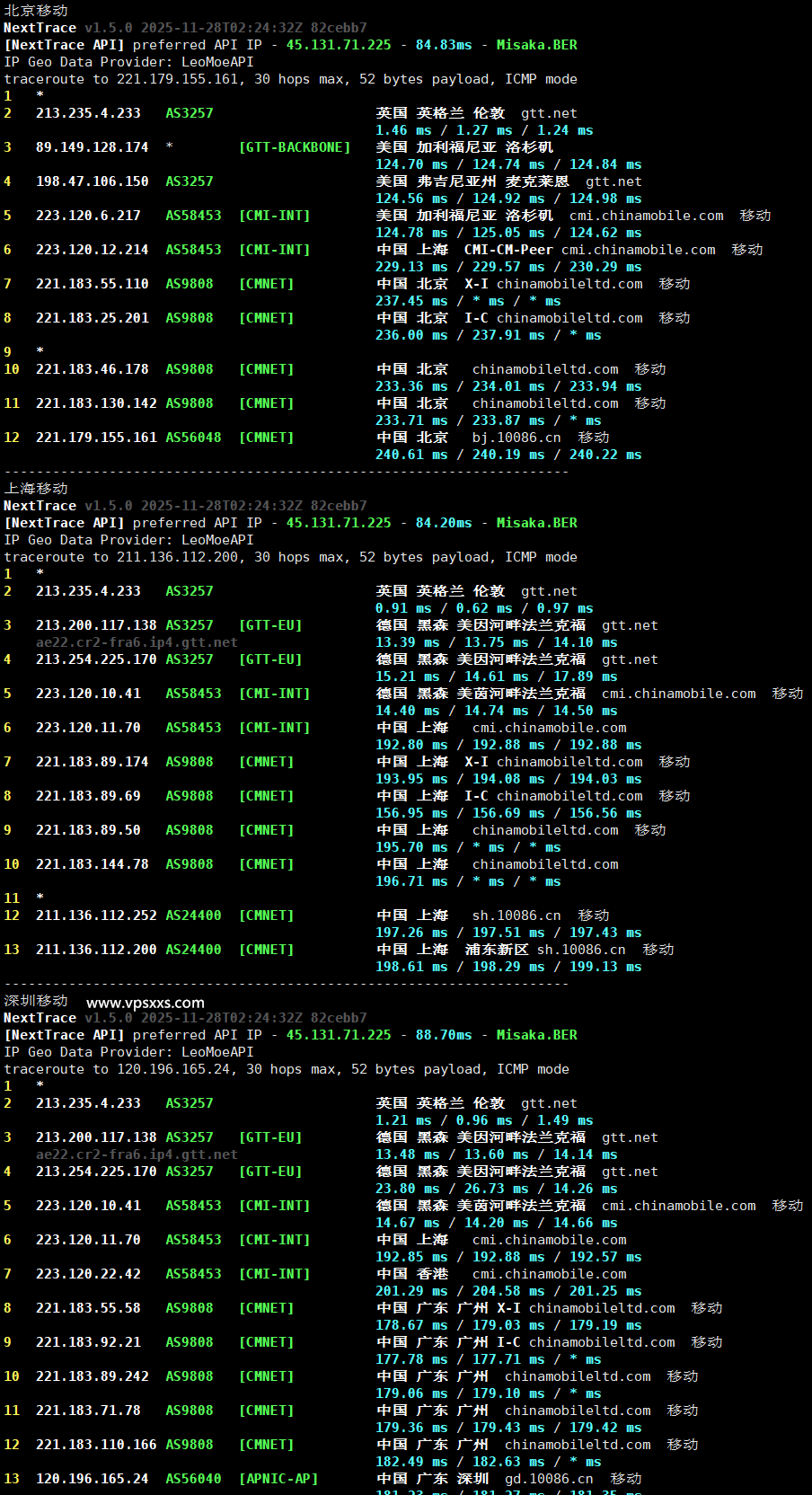 荫云英国新双ISP VPS移动回程路由