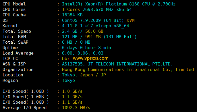 华纳云日本轻量服务器测评：单ISP日本原生IP，看视频21万+速度，25端口开放，三网往返直连回程强制AS4837