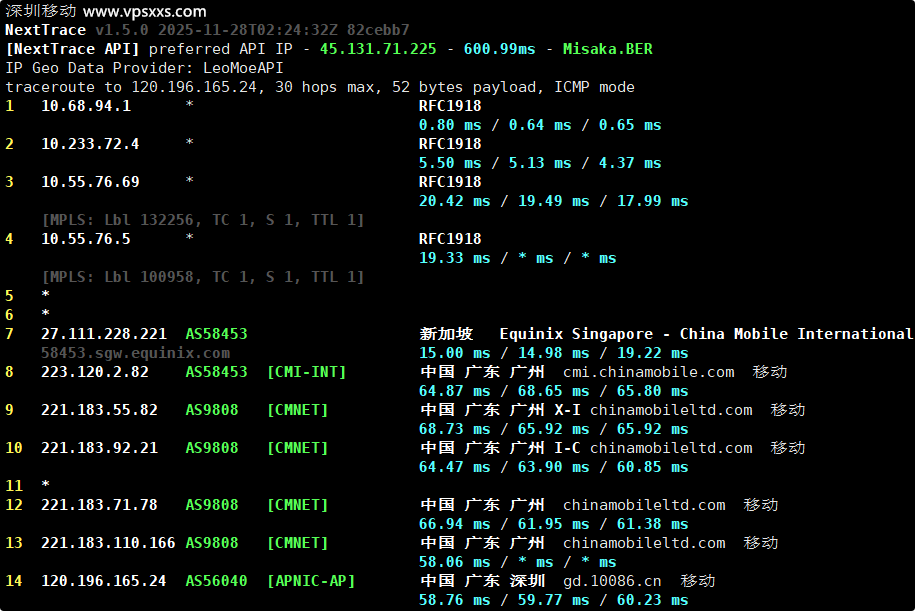 荫云马来西亚真家宽VPS移动回程路由