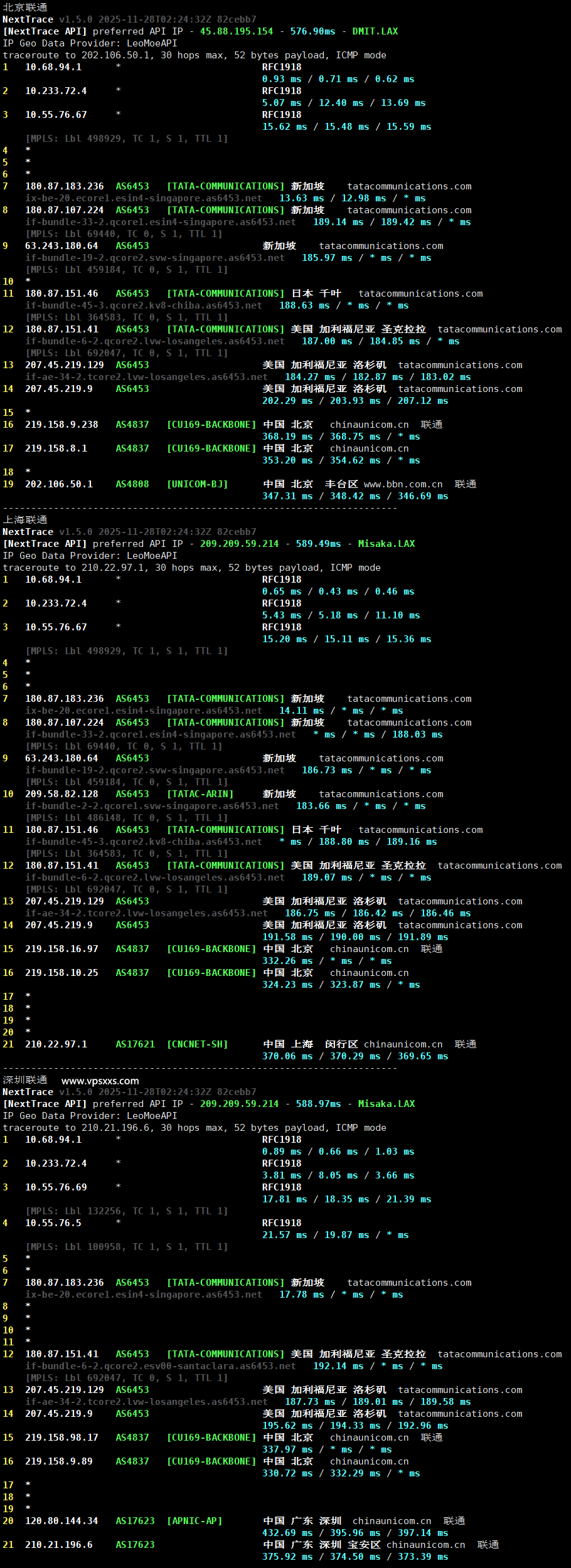 荫云马来西亚真家宽VPS联通回程路由