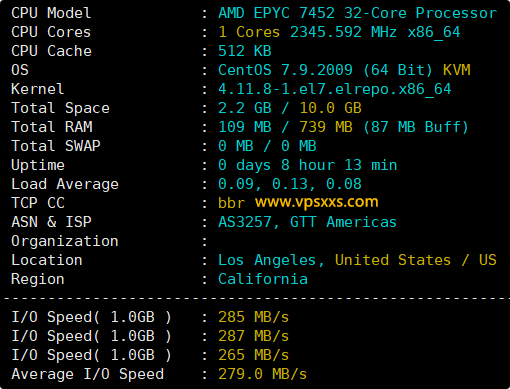 NovixLink美国GTT VPS硬件测试